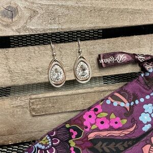 Brighton euc Neptunes rings gems rose gold crystal teardrop French wire earrings